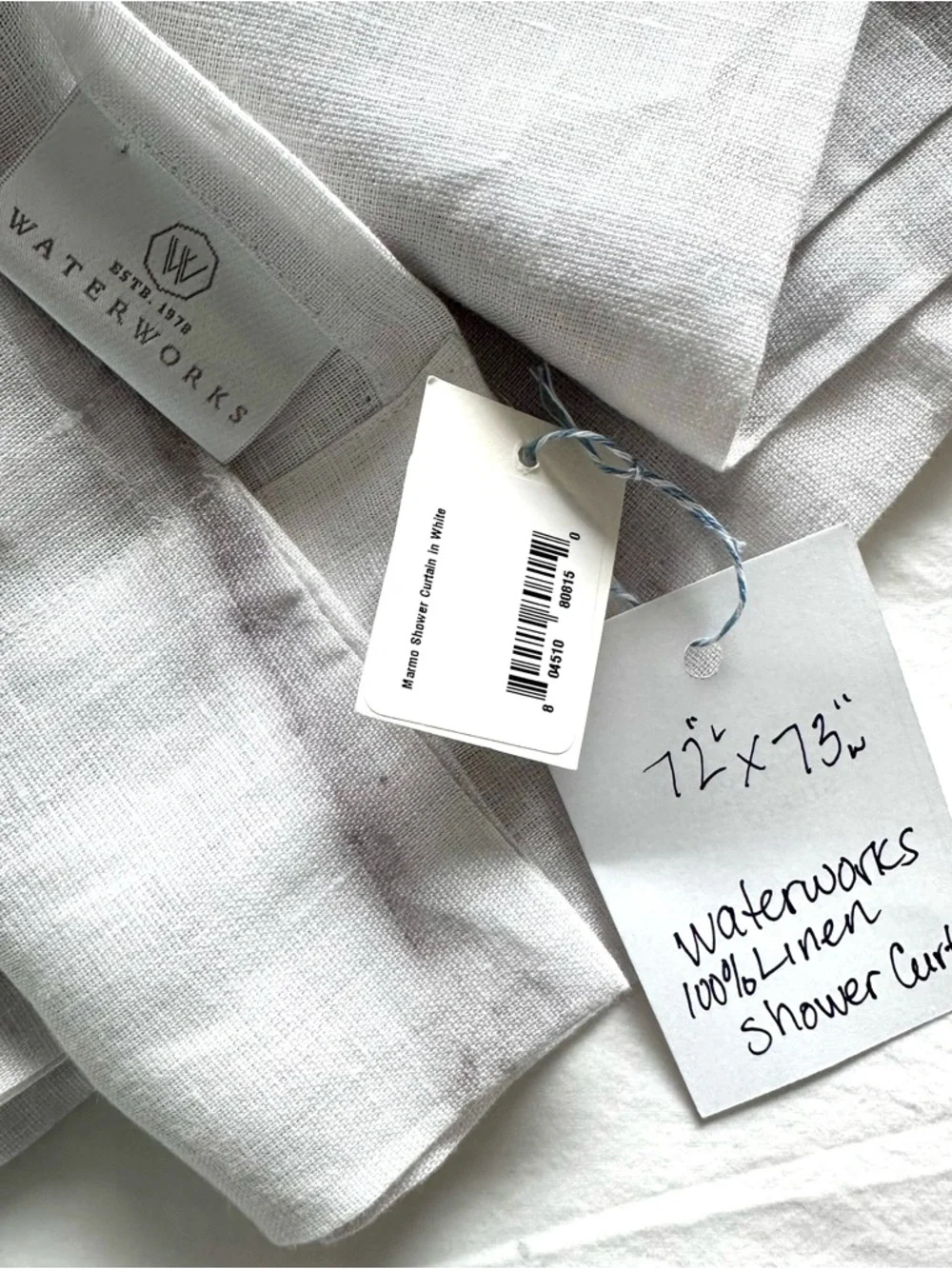 NWT Waterworks Marmo Linen Shower Curtain